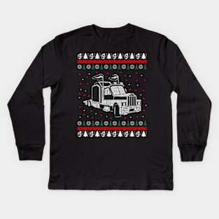 Trucker Christmas Sweater Kids Long Sleeve T-Shirt